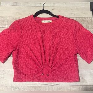 Women's Pink Crinkle Crop Top